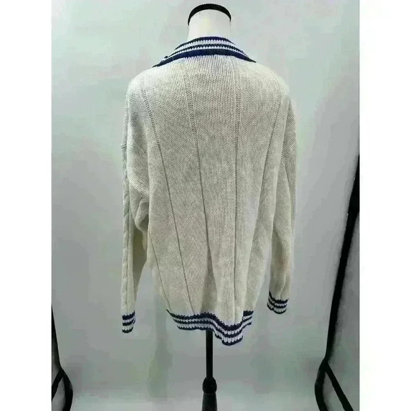 GAP Women's White & Blue Nautical Chunky Knit Cotton Button-Up Cardigan - Large‎ - Picture 2 of 4